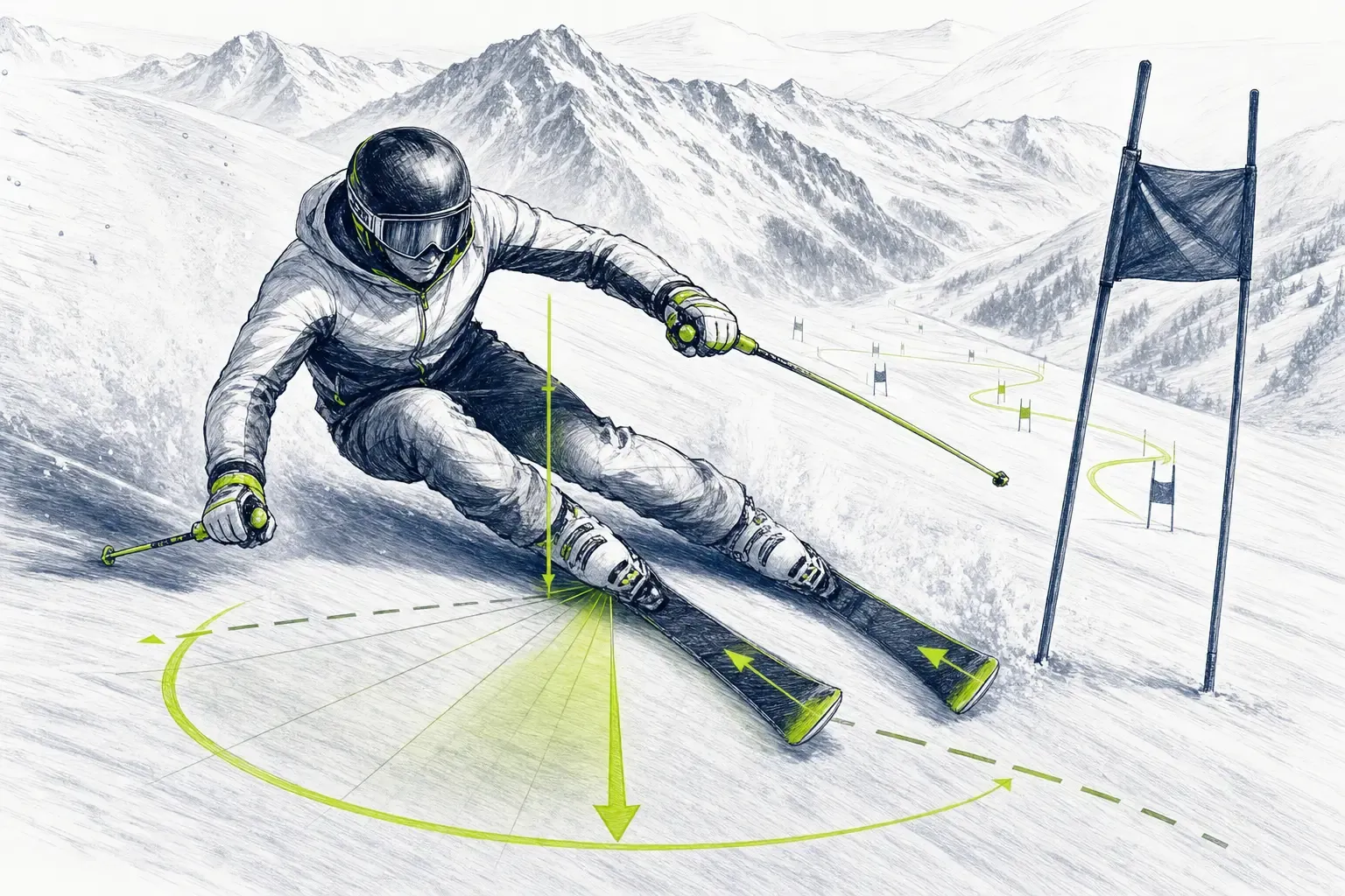 Alpské lyžovanie – technická ilustrácia Ski Loko