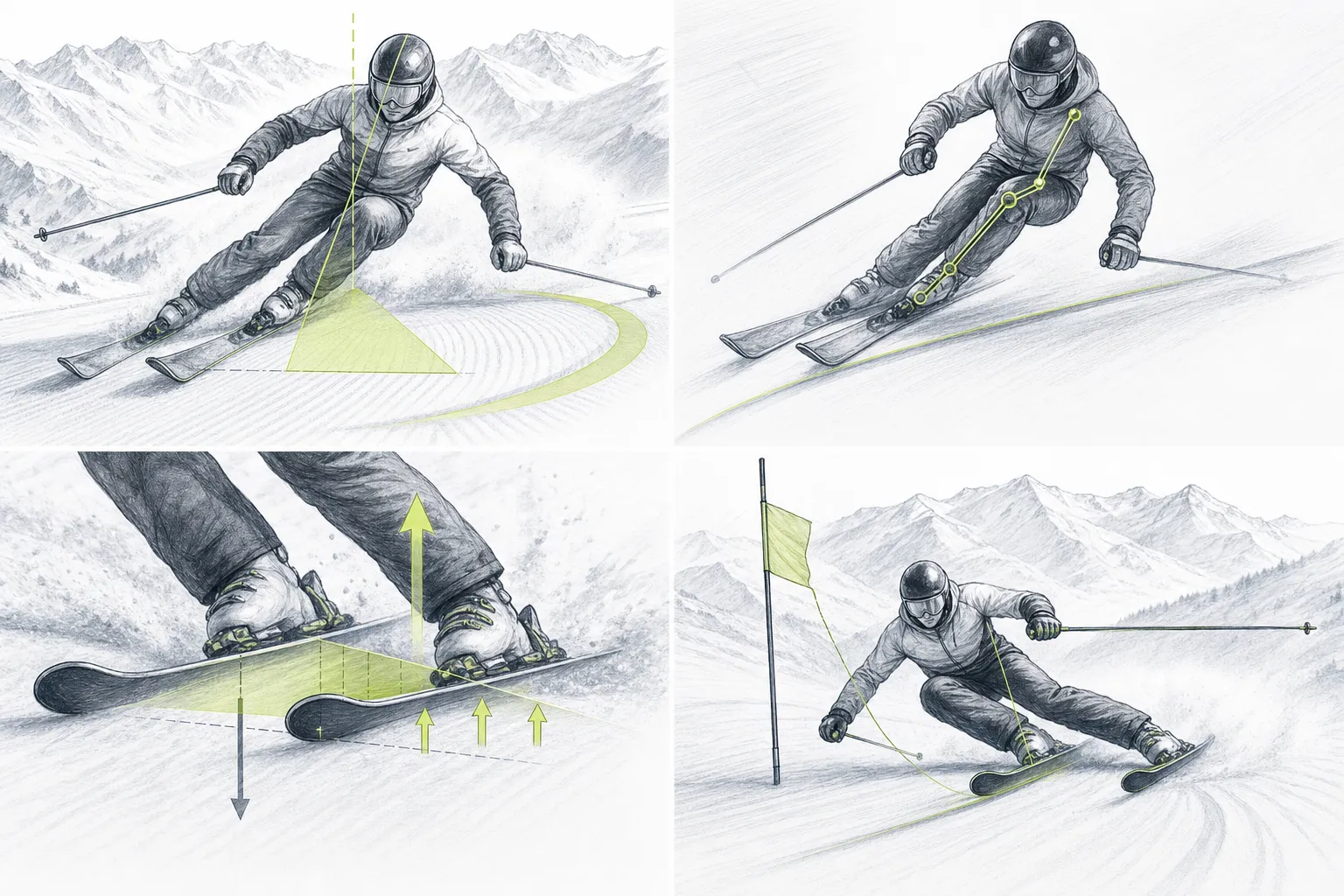 Angulácia – technická ilustrácia práce tela v lyžiarskom pohybe
