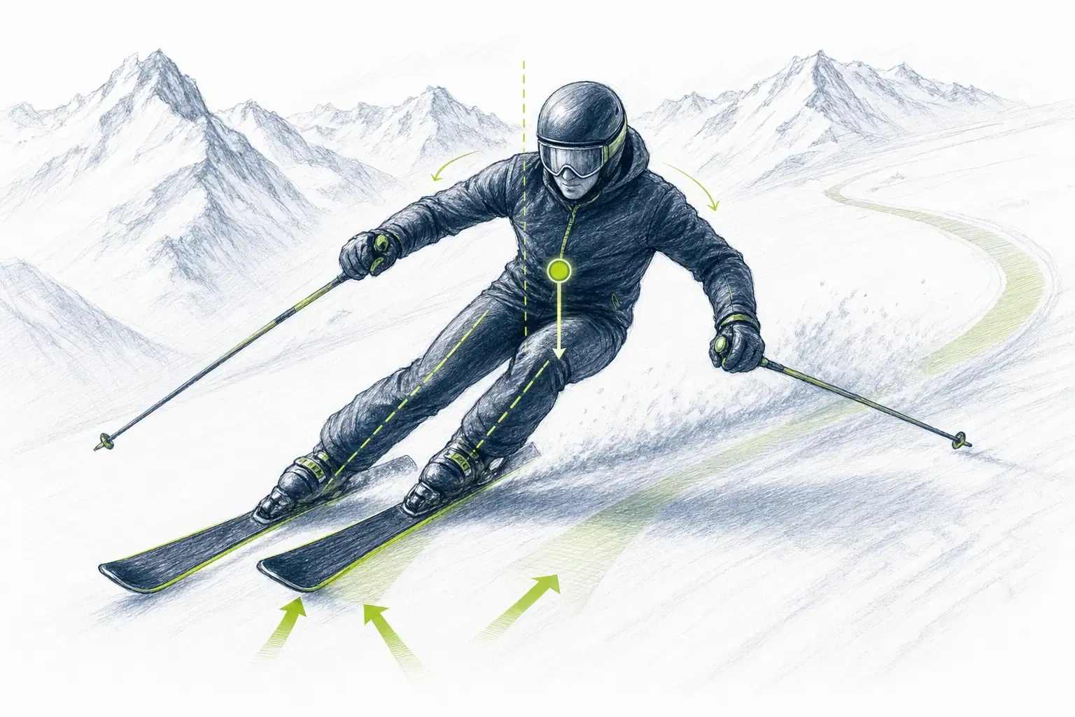 Balančný postoj – technická ilustrácia Ski Loko