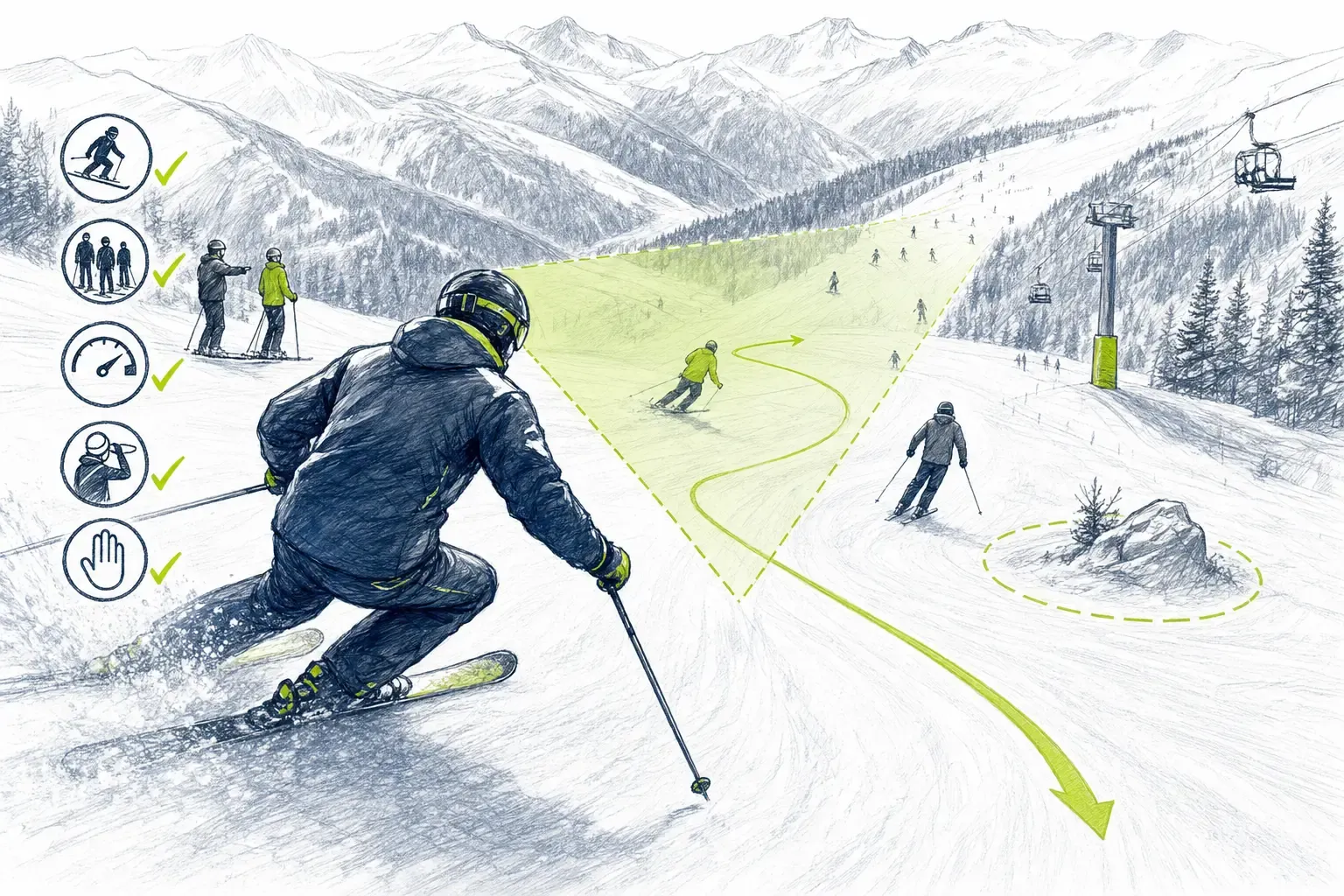 Bezpečnosť na svahu – technická ilustrácia Ski Loko