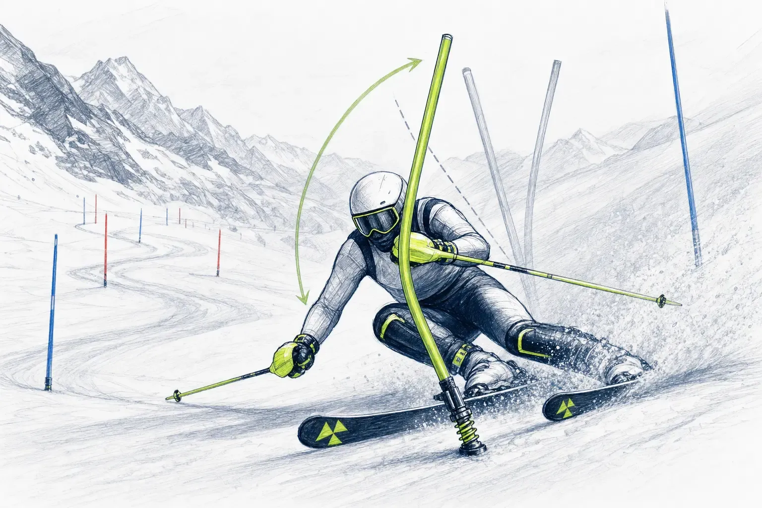 Bránková tyč – technická ilustrácia Ski Loko