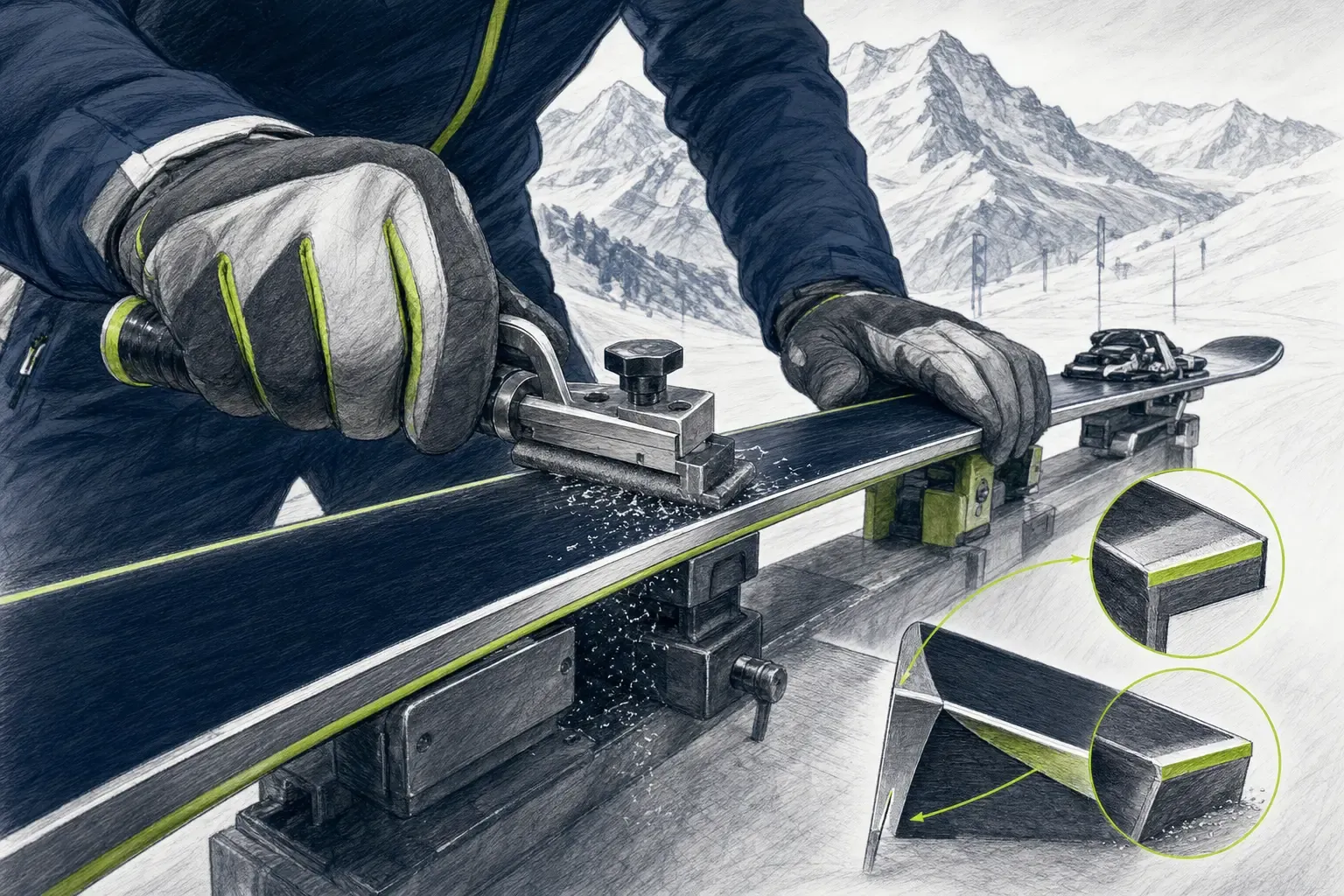 Brúsenie hrán – technická ilustrácia Ski Loko