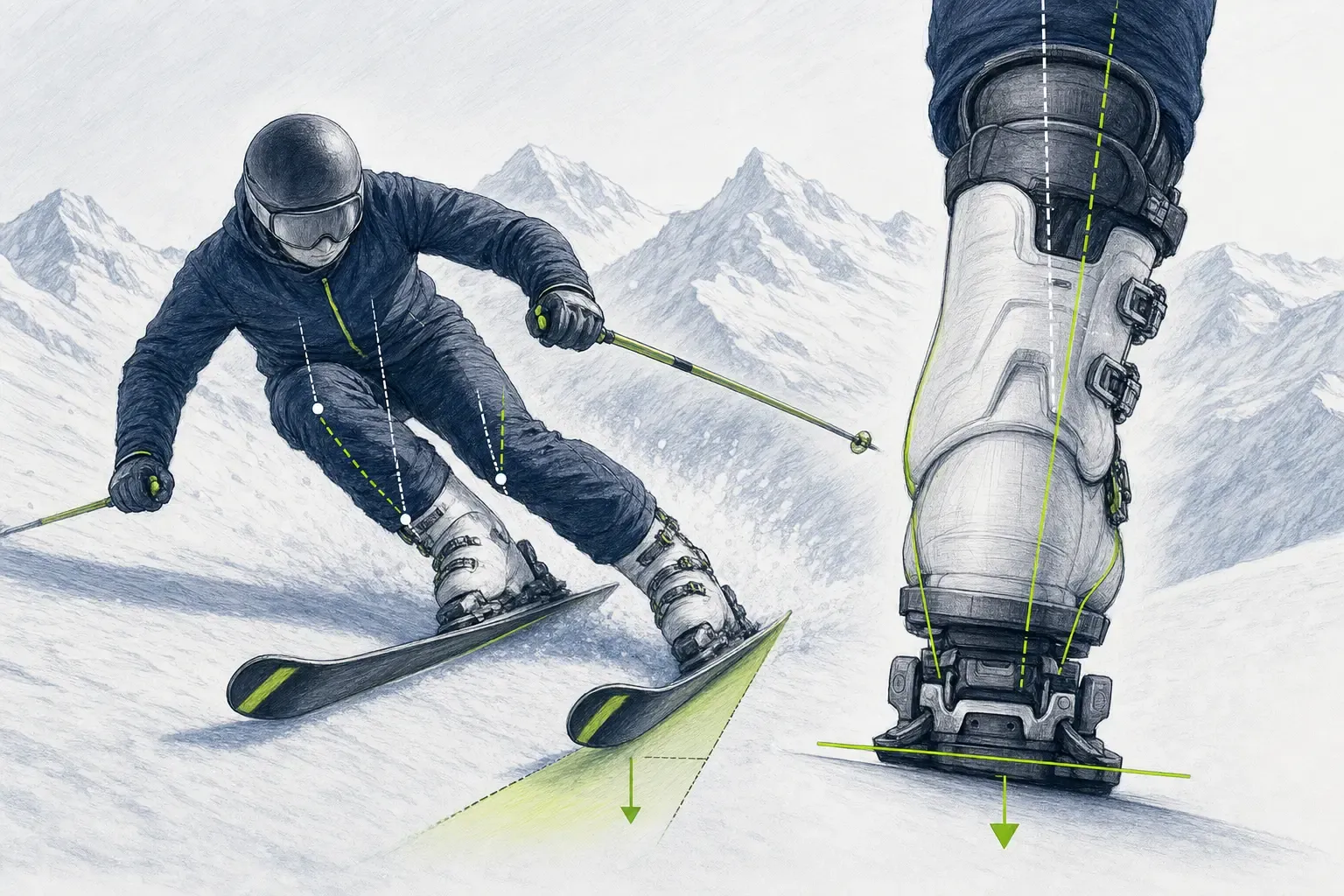 Canting – technická ilustrácia Ski Loko