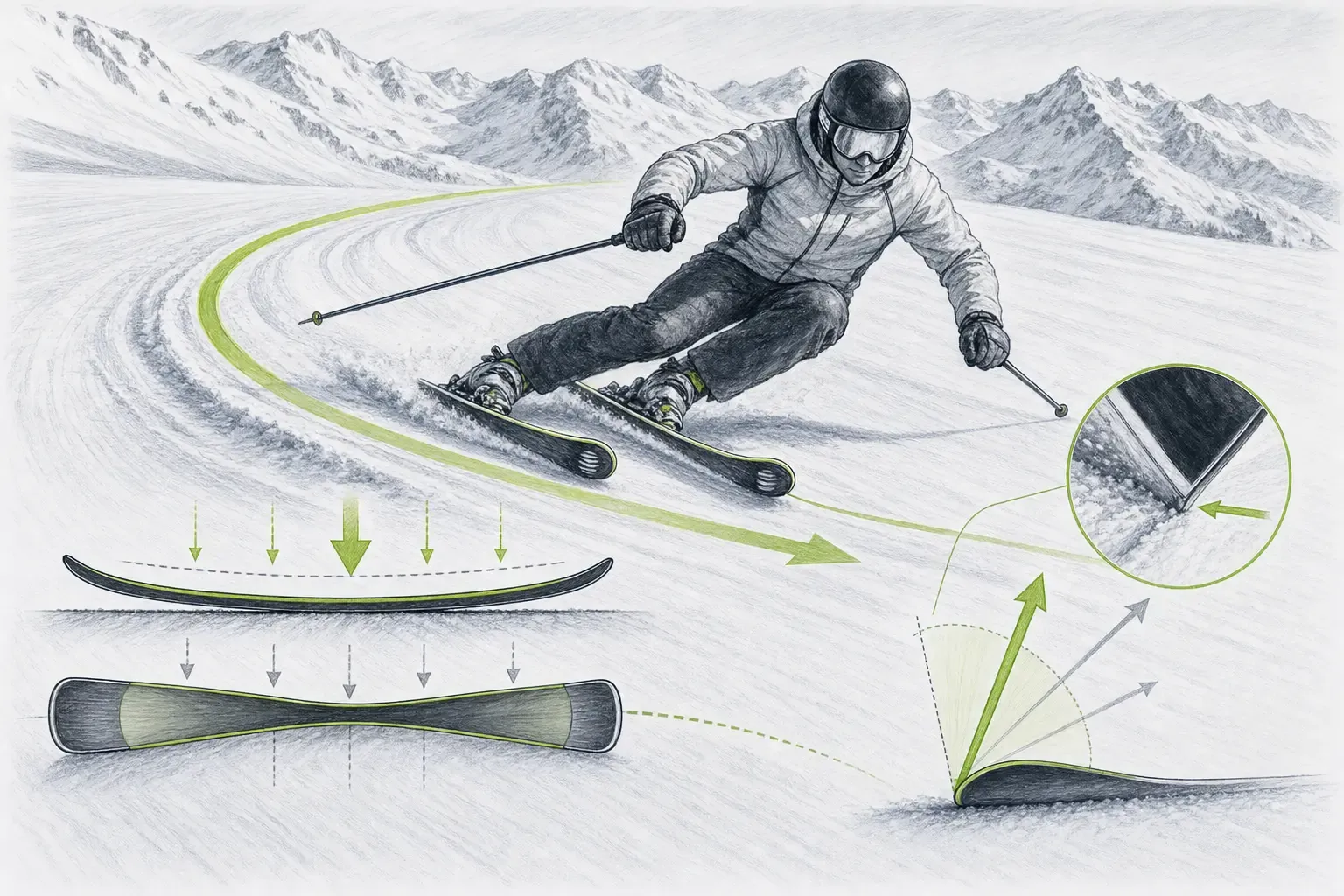Carvingový oblúk – technická ilustrácia Ski Loko