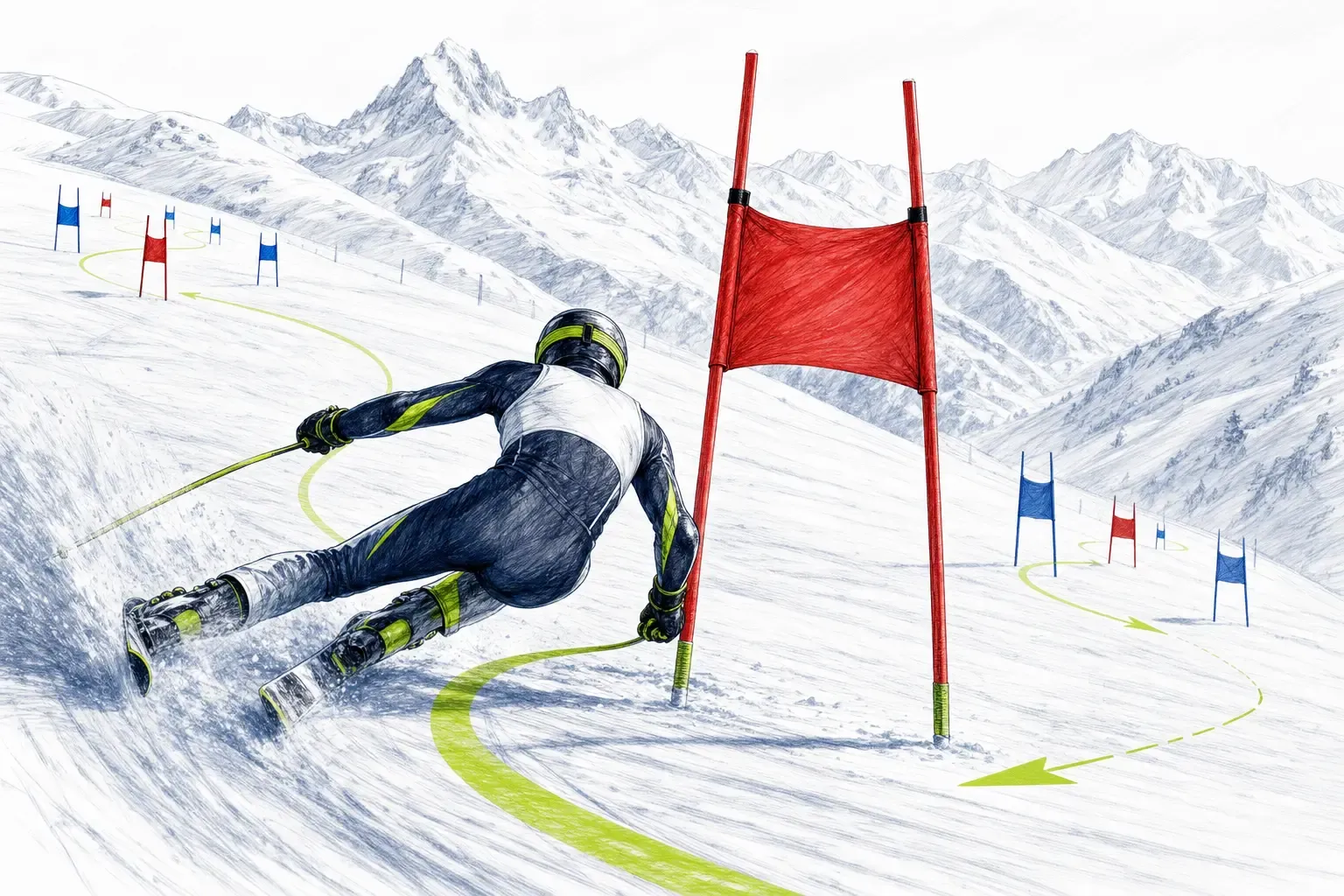 Červená bránka – technická ilustrácia Ski Loko