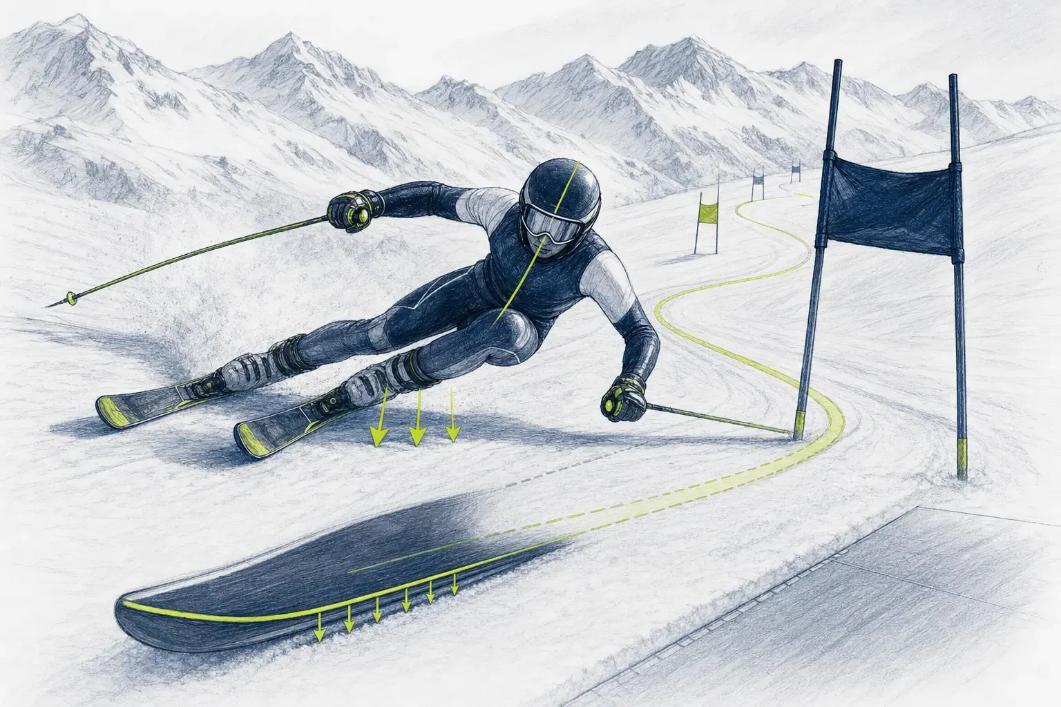 Čistá jazda – technická ilustrácia Ski Loko