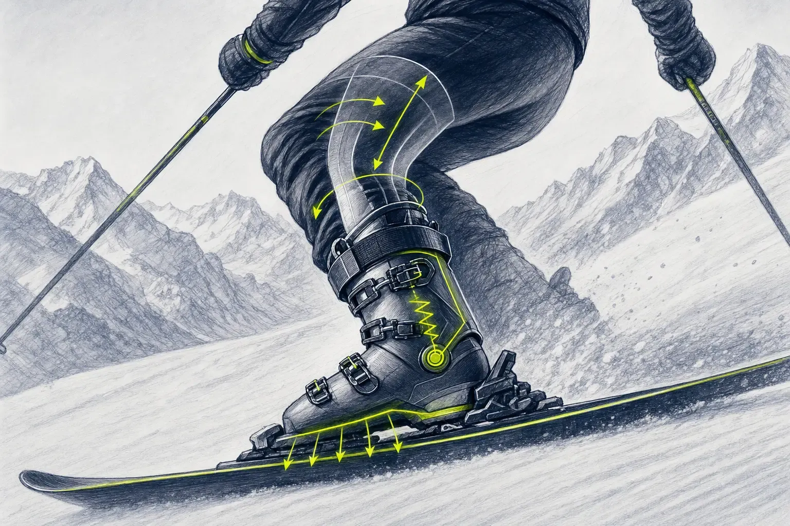 Flex lyžiarky – technická ilustrácia Ski Loko