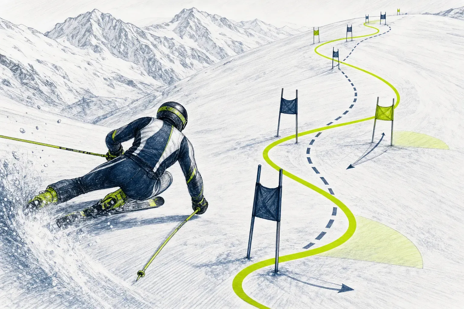 Ideálna stopa – technická ilustrácia Ski Loko