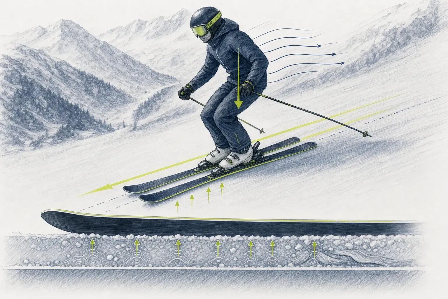 Kĺzanie – technická ilustrácia Ski Loko