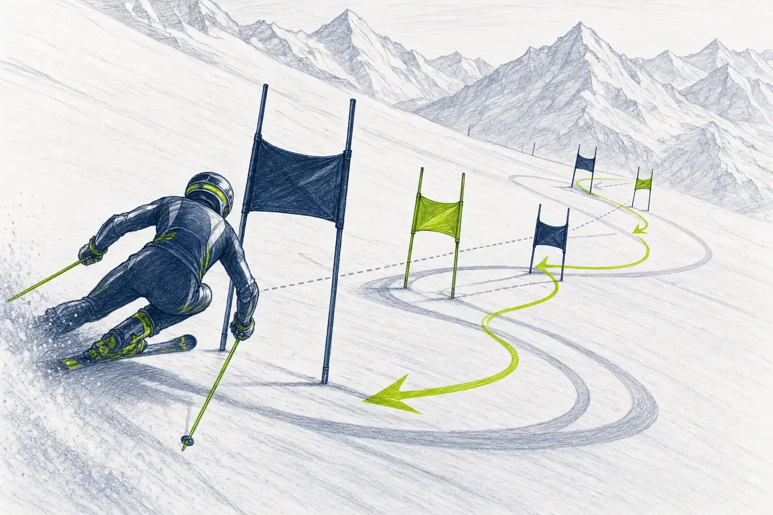 Kombinácia bránok – technická ilustrácia Ski Loko
