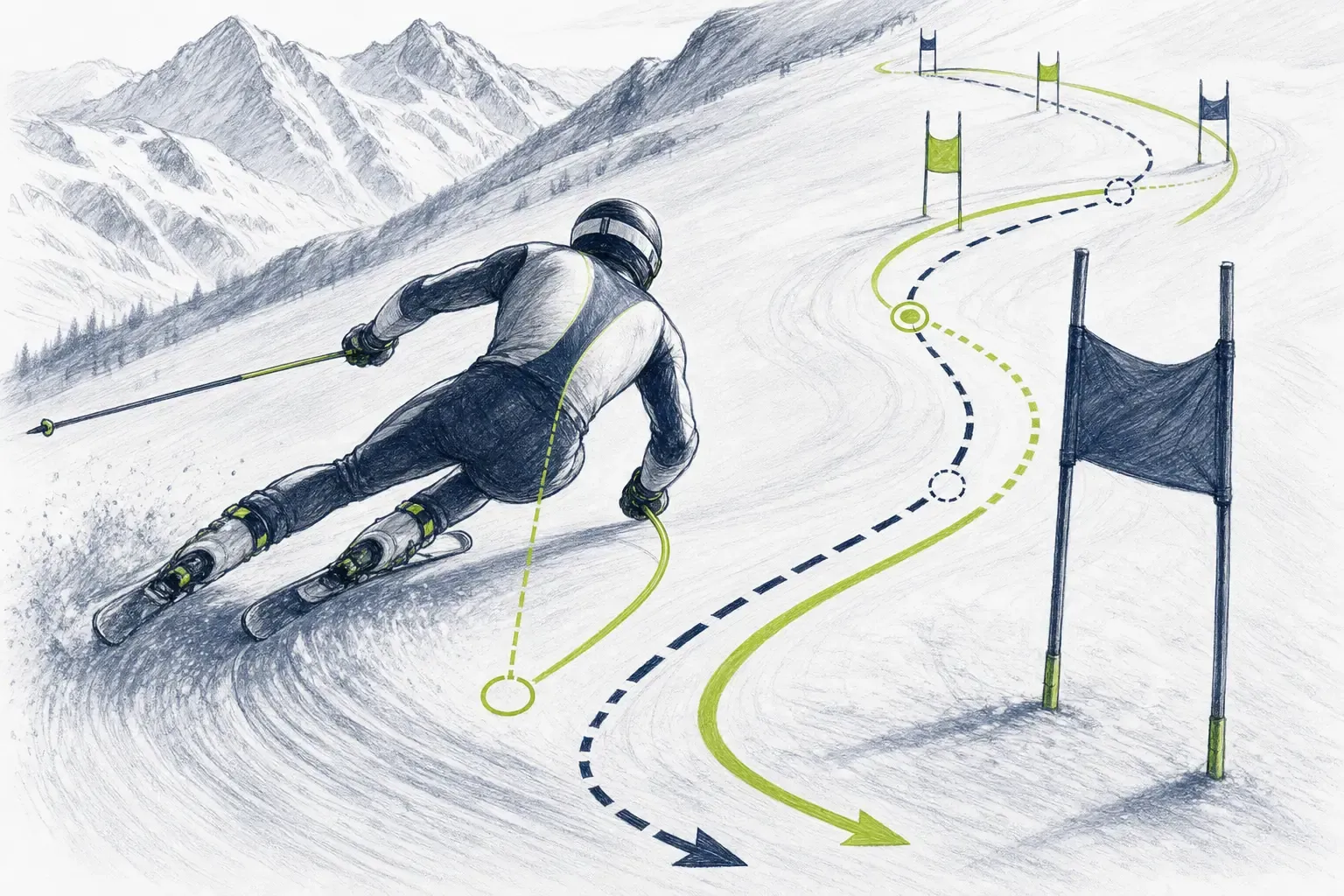 Línia jazdy – technická ilustrácia Ski Loko