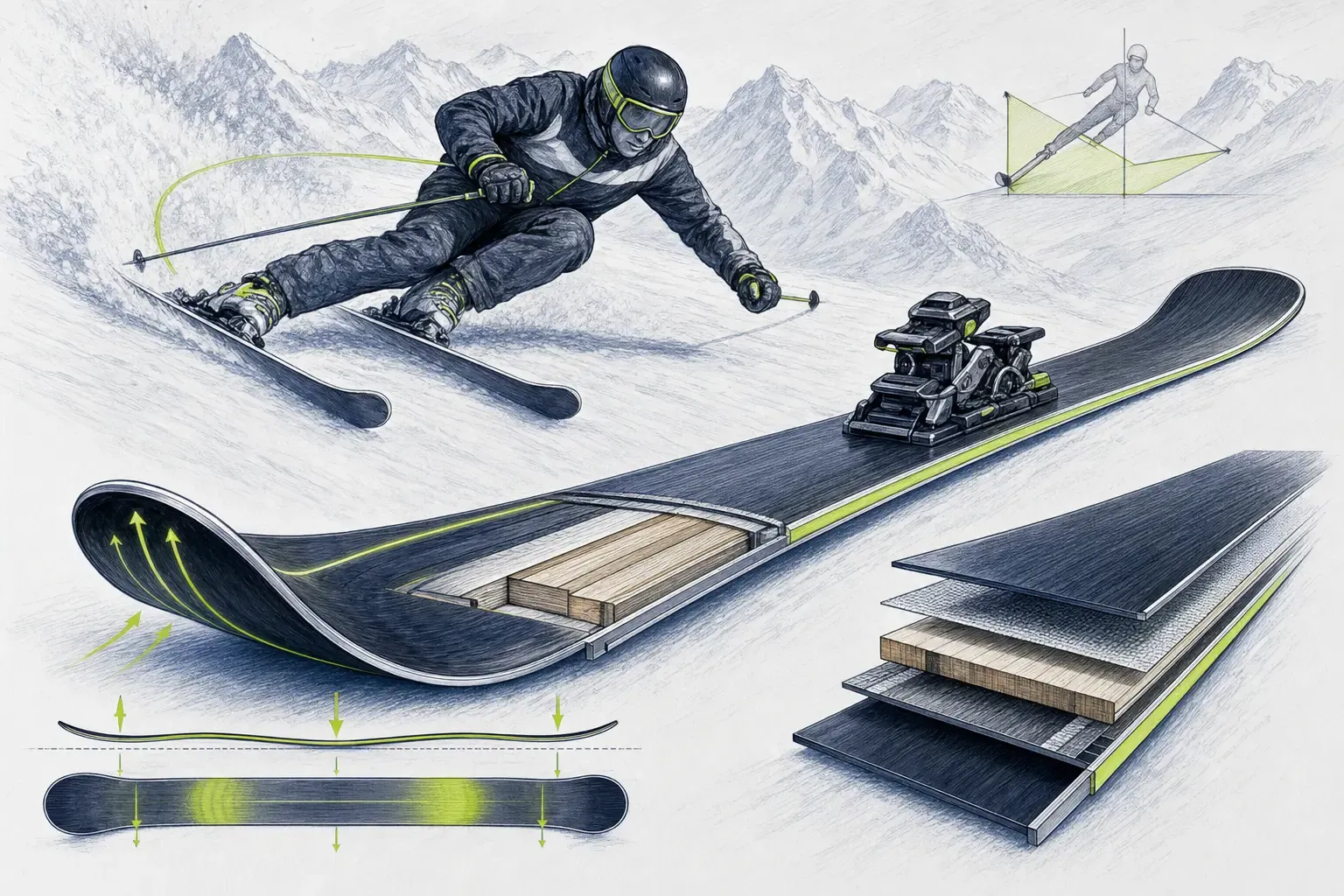 Lyže – technická ilustrácia Ski Loko