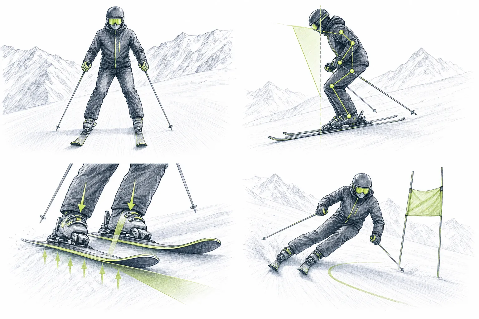 Lyžiarsky postoj – technická ilustrácia Ski Loko