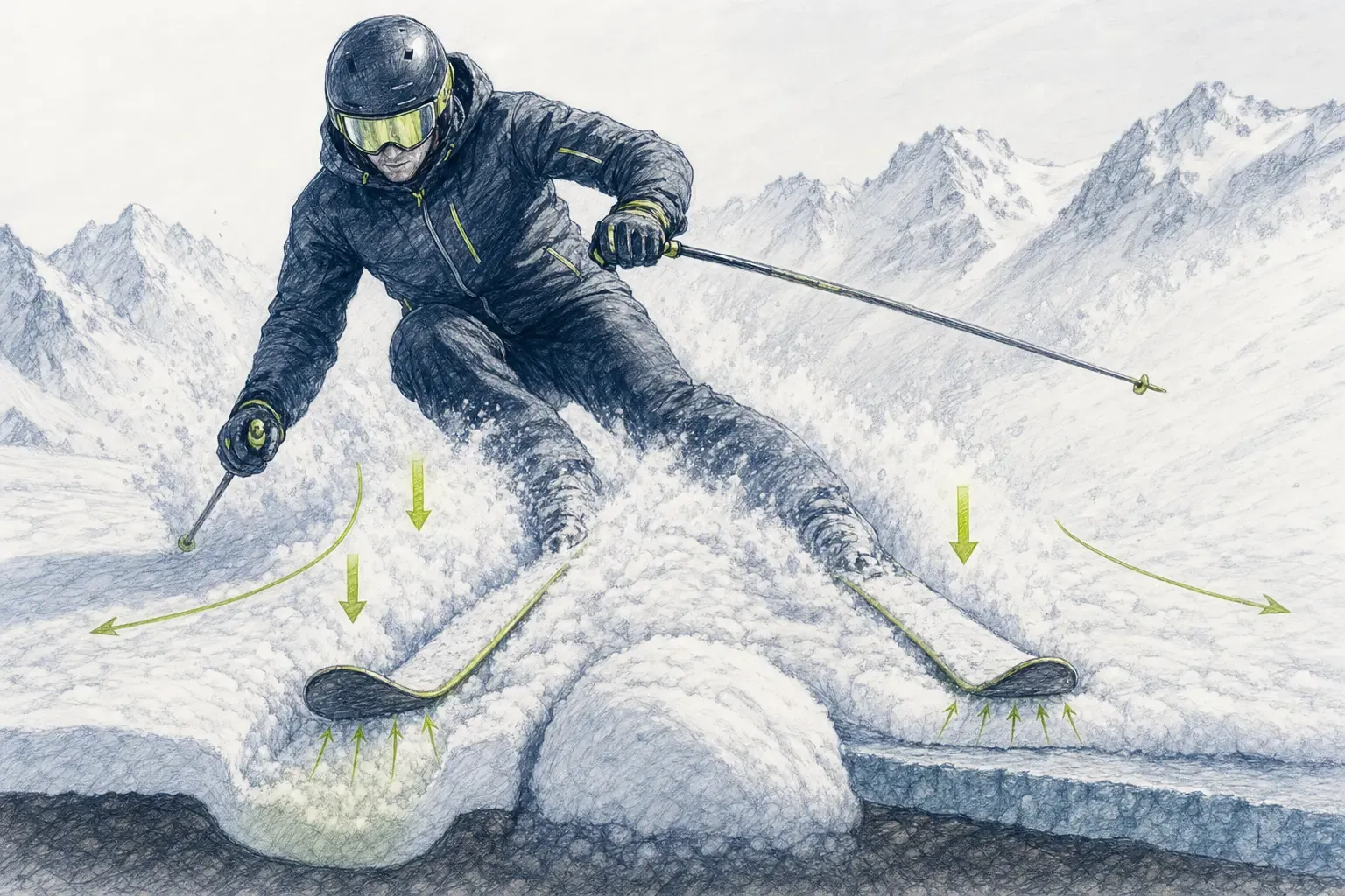 Mäkký sneh – technická ilustrácia Ski Loko