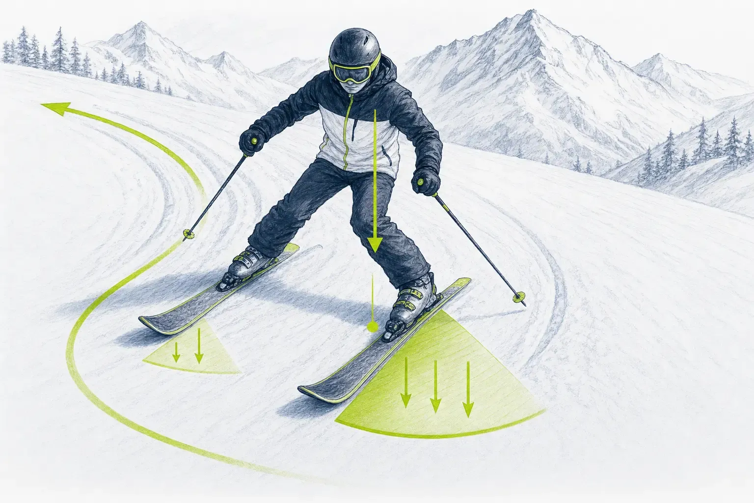 Oblúk z pluhu – technická ilustrácia Ski Loko