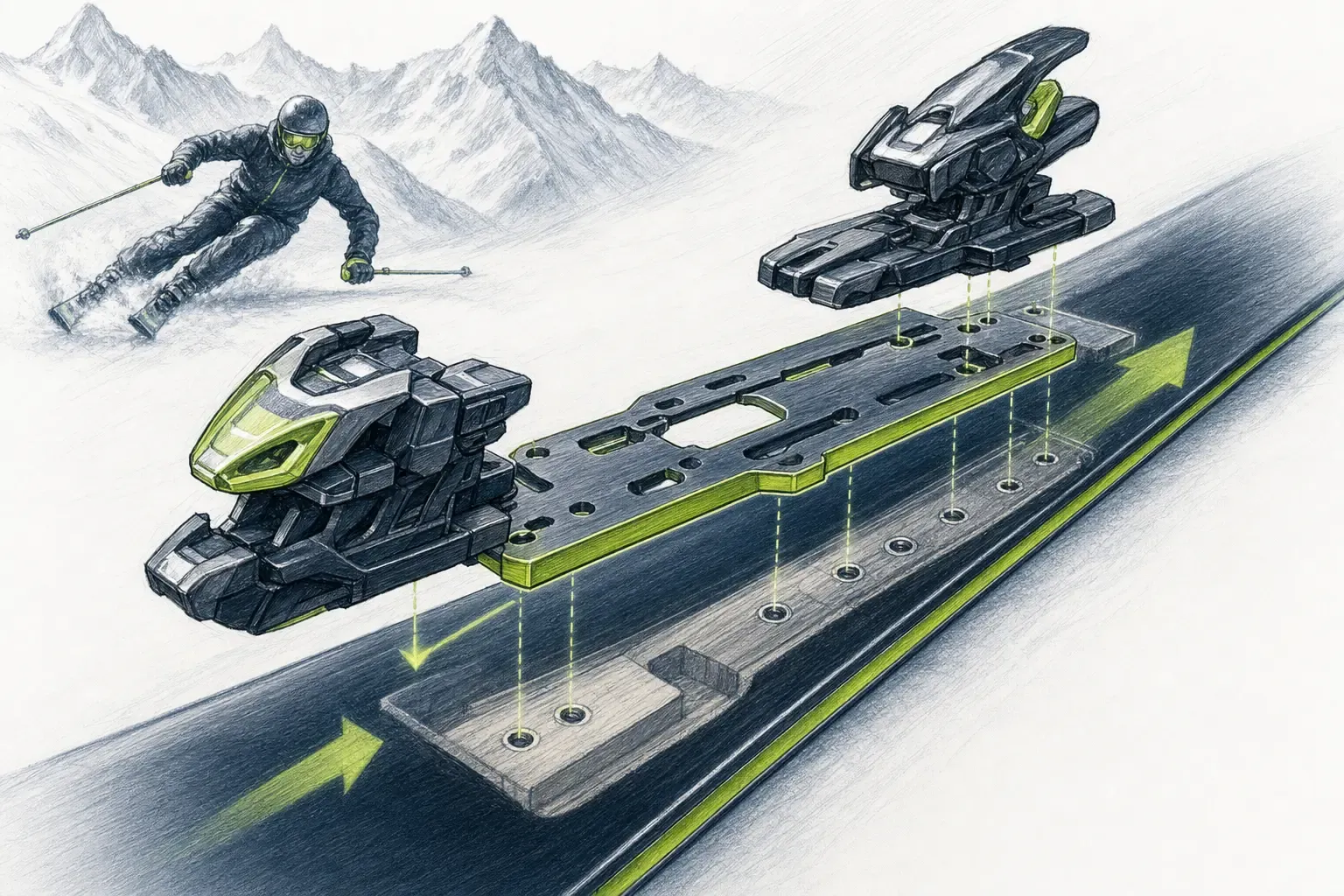 Podložka pod viazaním – technická ilustrácia Ski Loko
