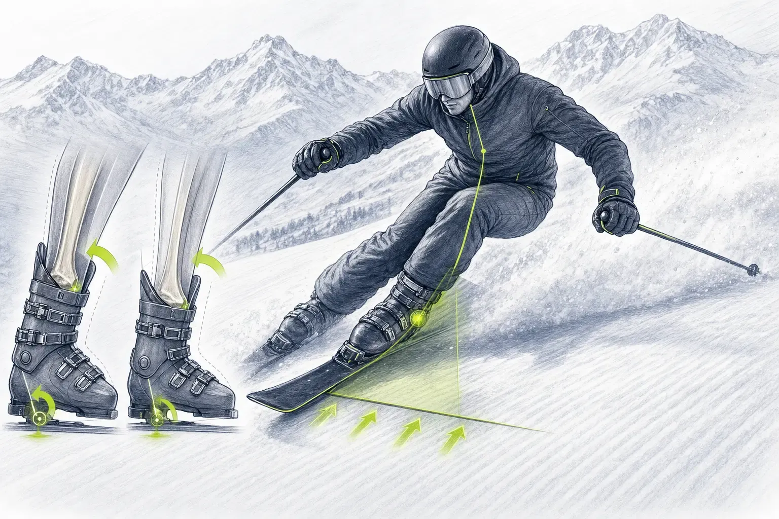 Práca členkov – technická ilustrácia Ski Loko