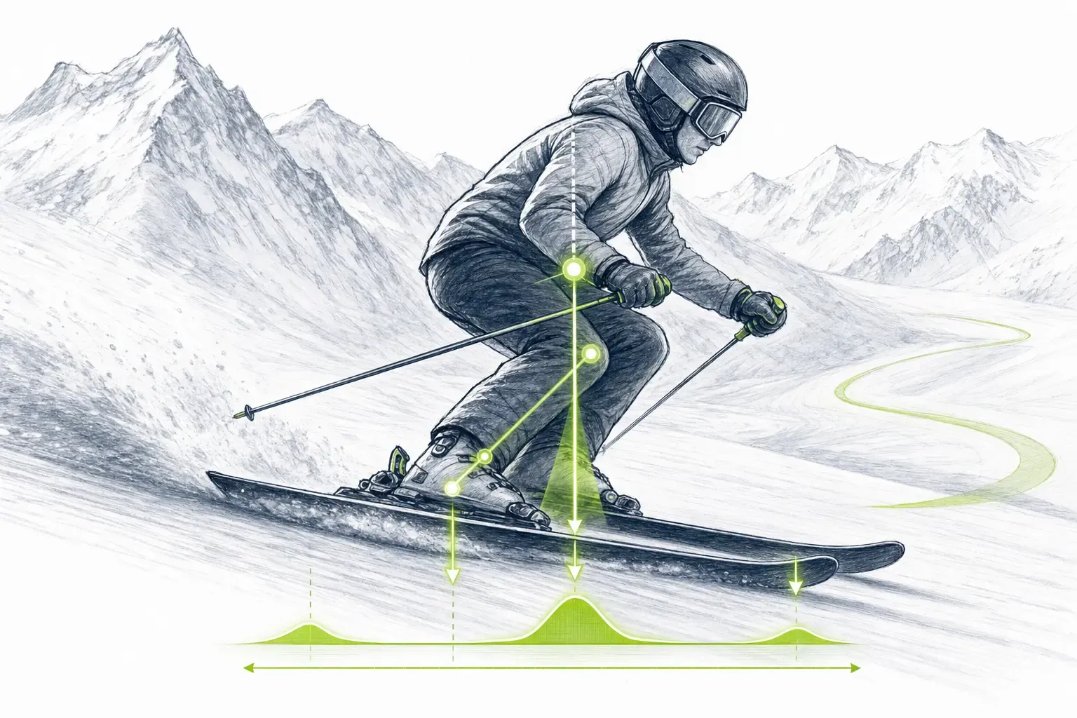 Predozadná rovnováha – technická ilustrácia Ski Loko