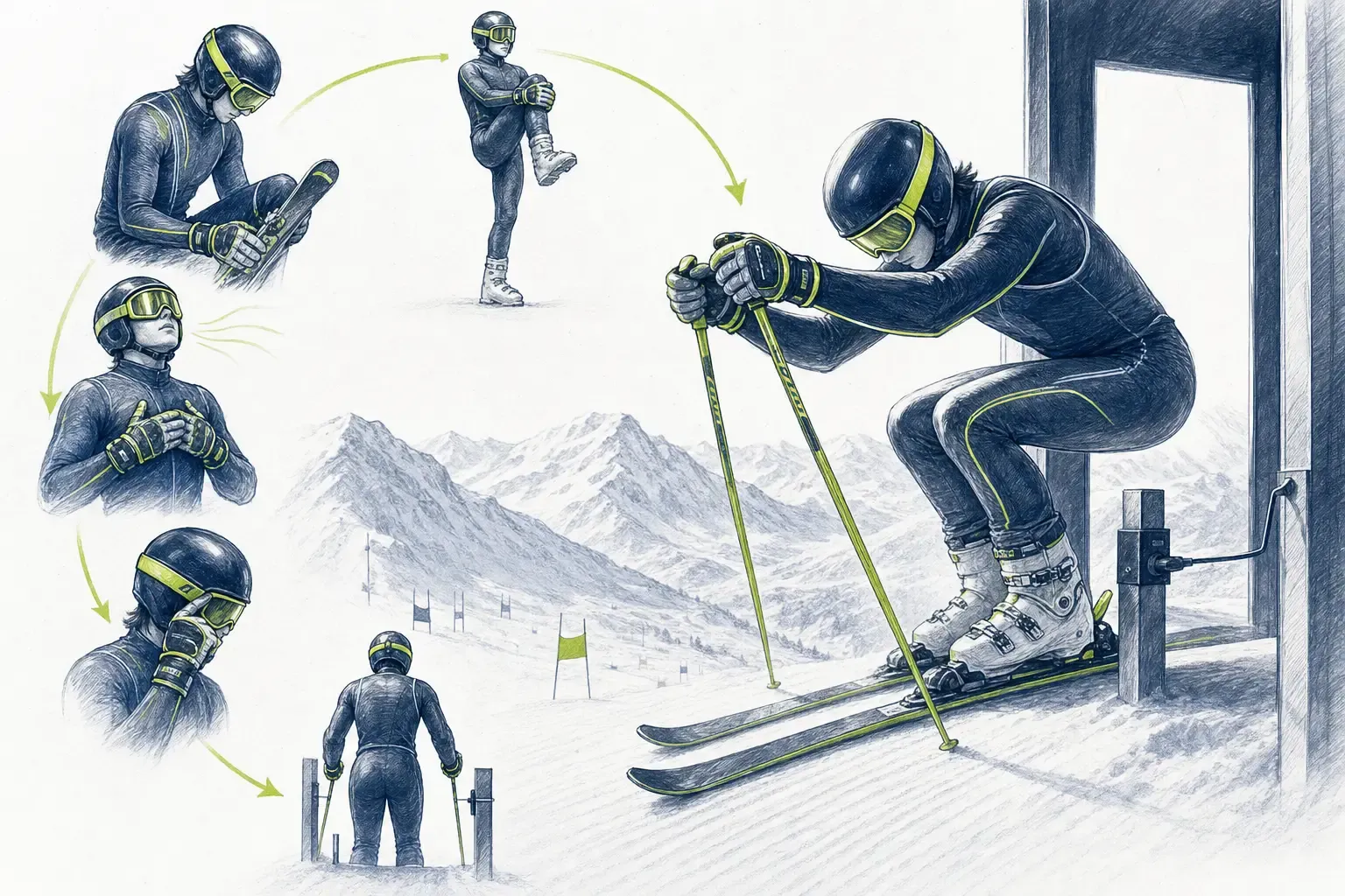 Predštartová rutina – technická ilustrácia Ski Loko