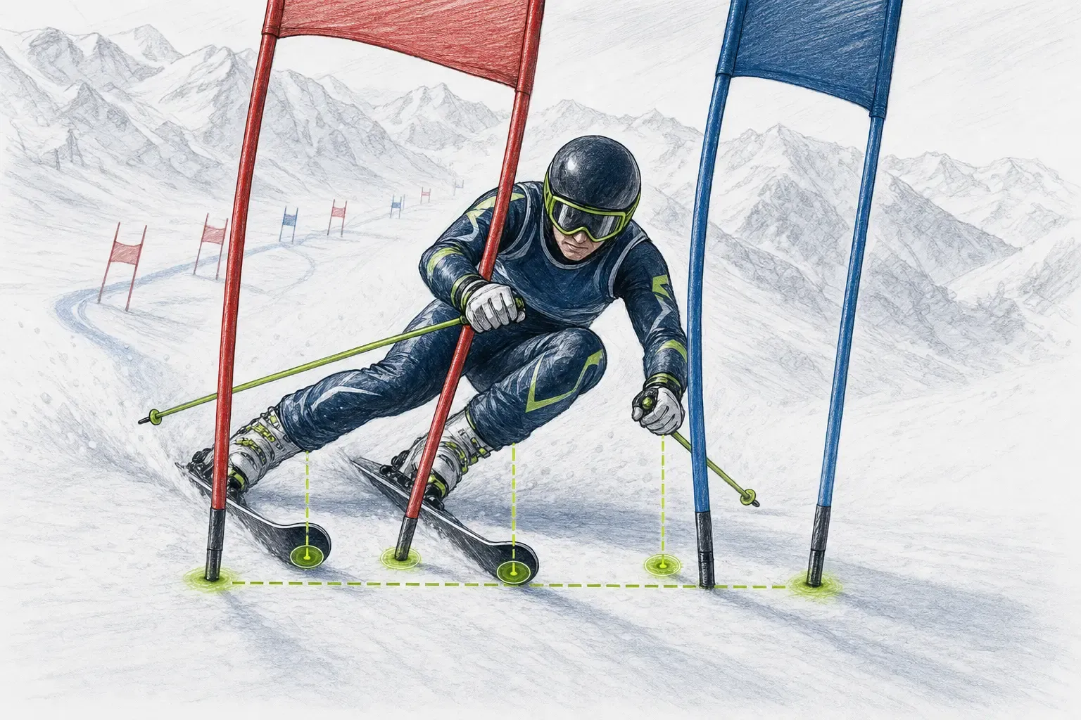 Prejazd bránkou – technická ilustrácia Ski Loko