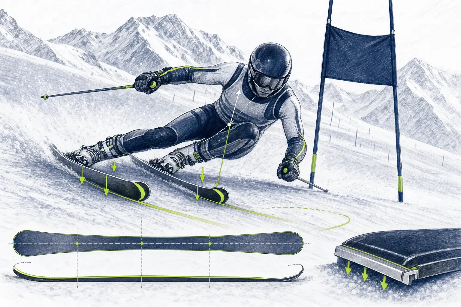 Pretekové lyže – technická ilustrácia Ski Loko