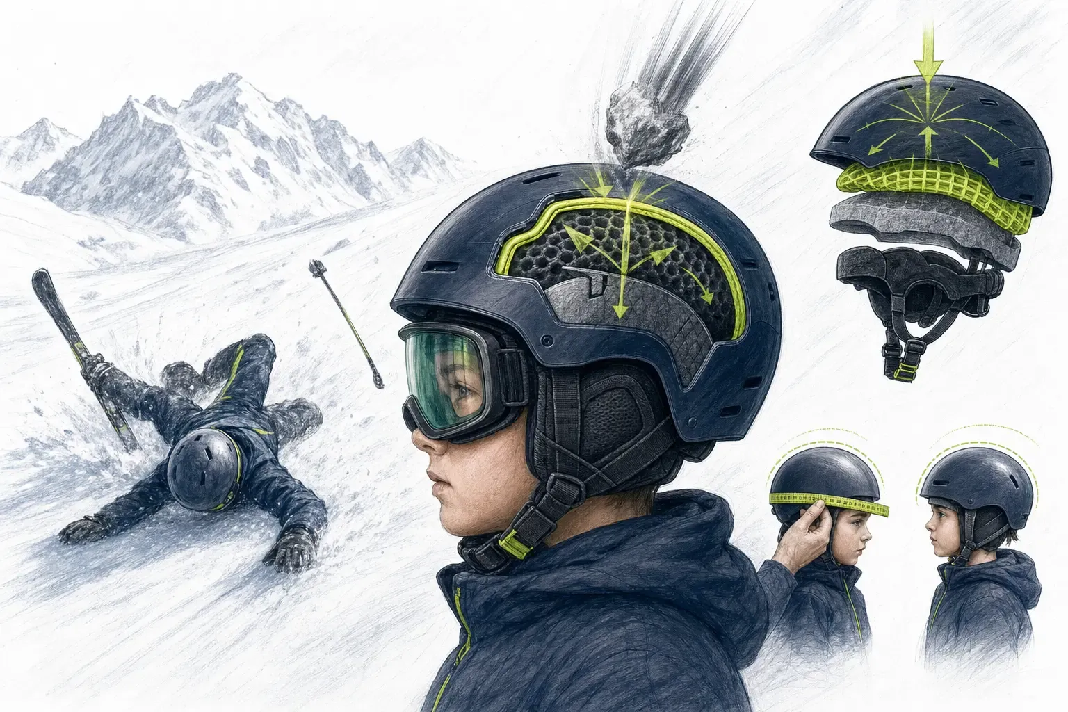 Prilba – technická ilustrácia Ski Loko