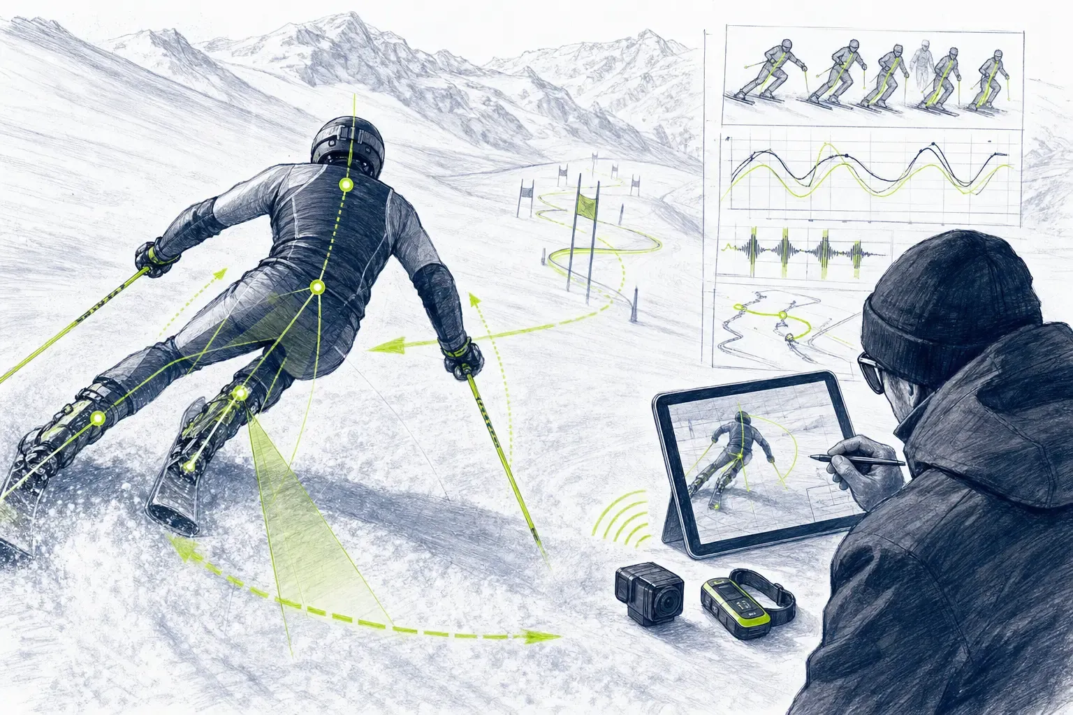 Rozbor jazdy – technická ilustrácia Ski Loko