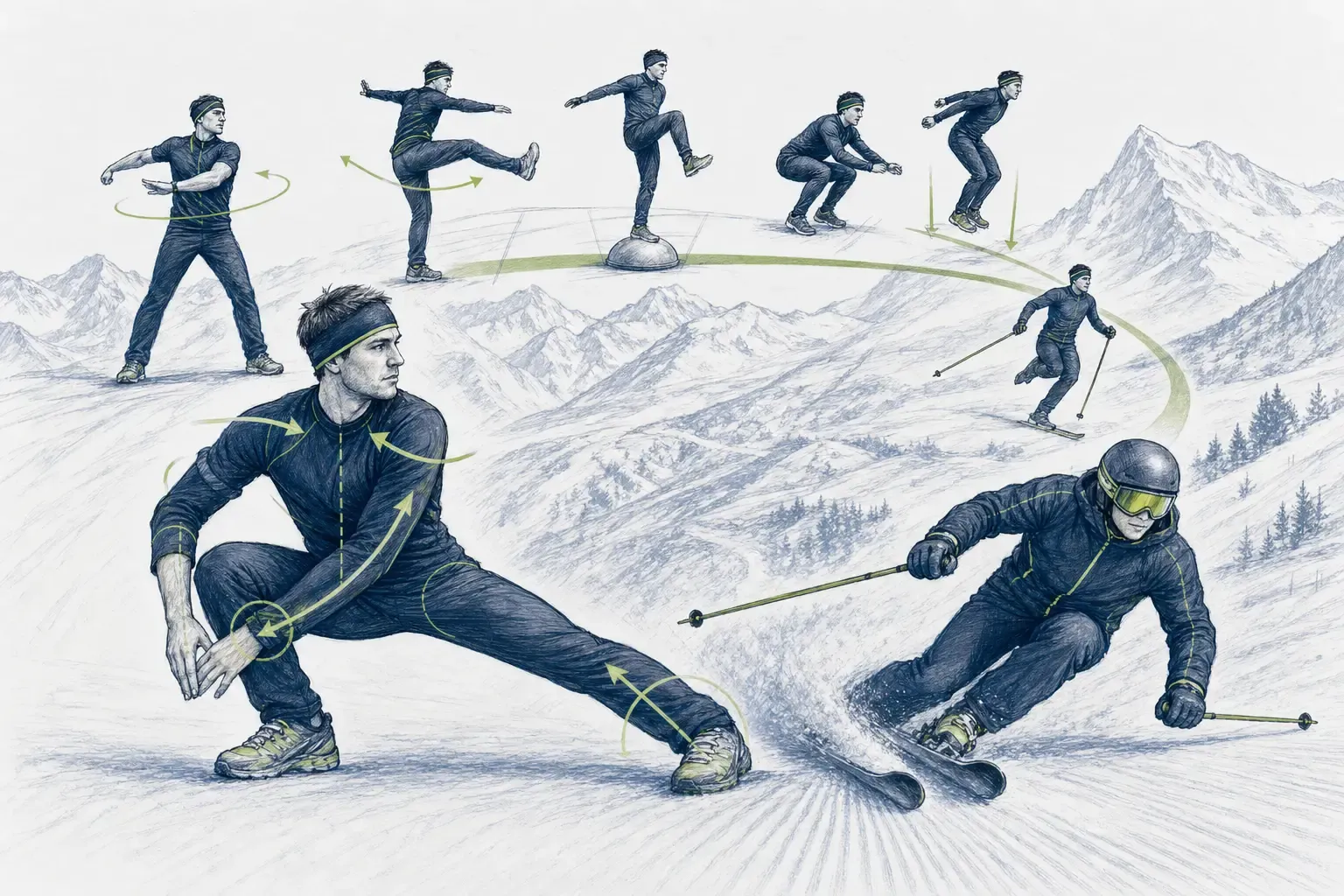 Rozcvičenie – technická ilustrácia Ski Loko