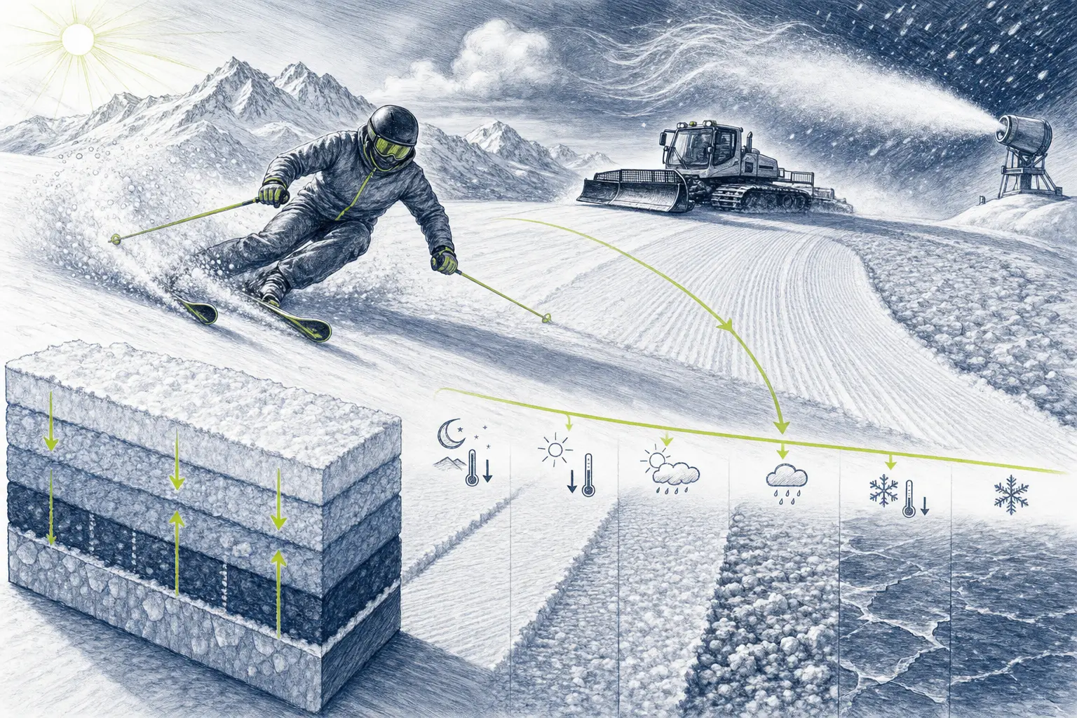 Snehové podmienky – technická ilustrácia Ski Loko