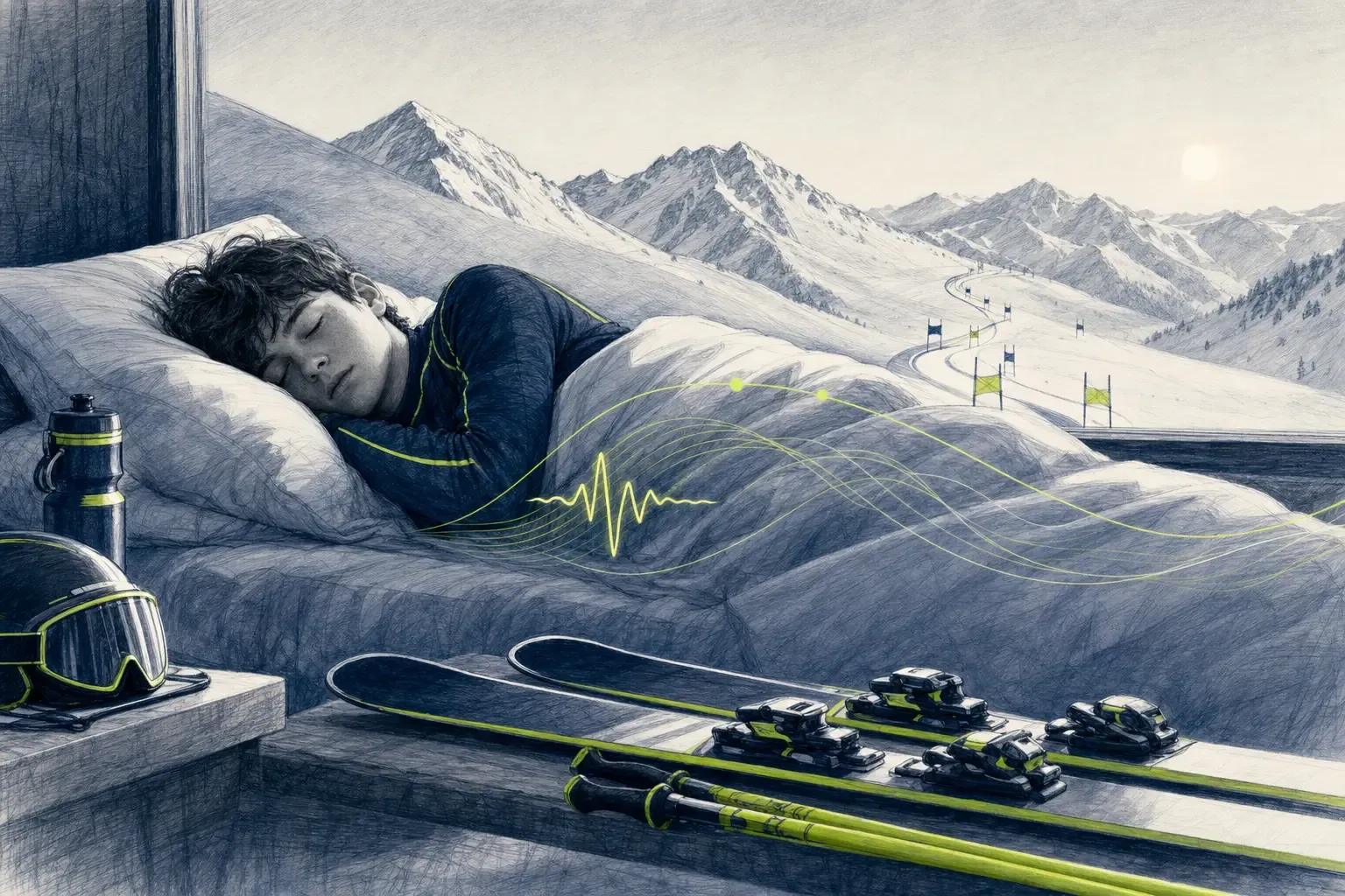 Spánok športovca – technická ilustrácia Ski Loko