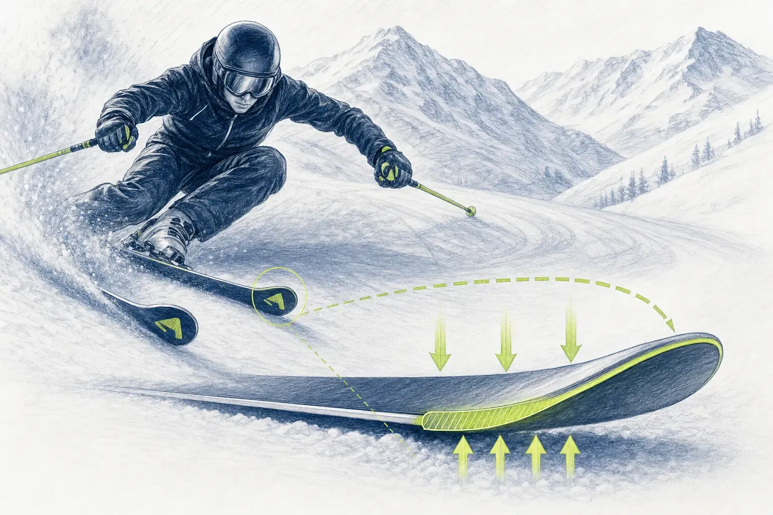 Špička lyže – technická ilustrácia Ski Loko