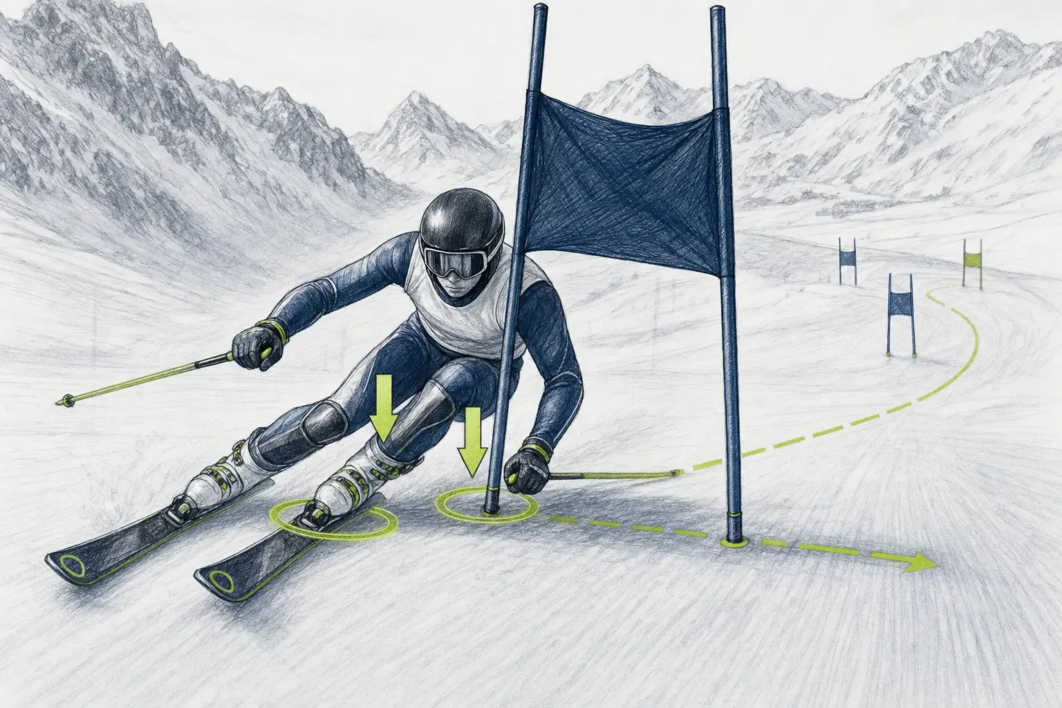 Správny prejazd bránkou – technická ilustrácia Ski Loko
