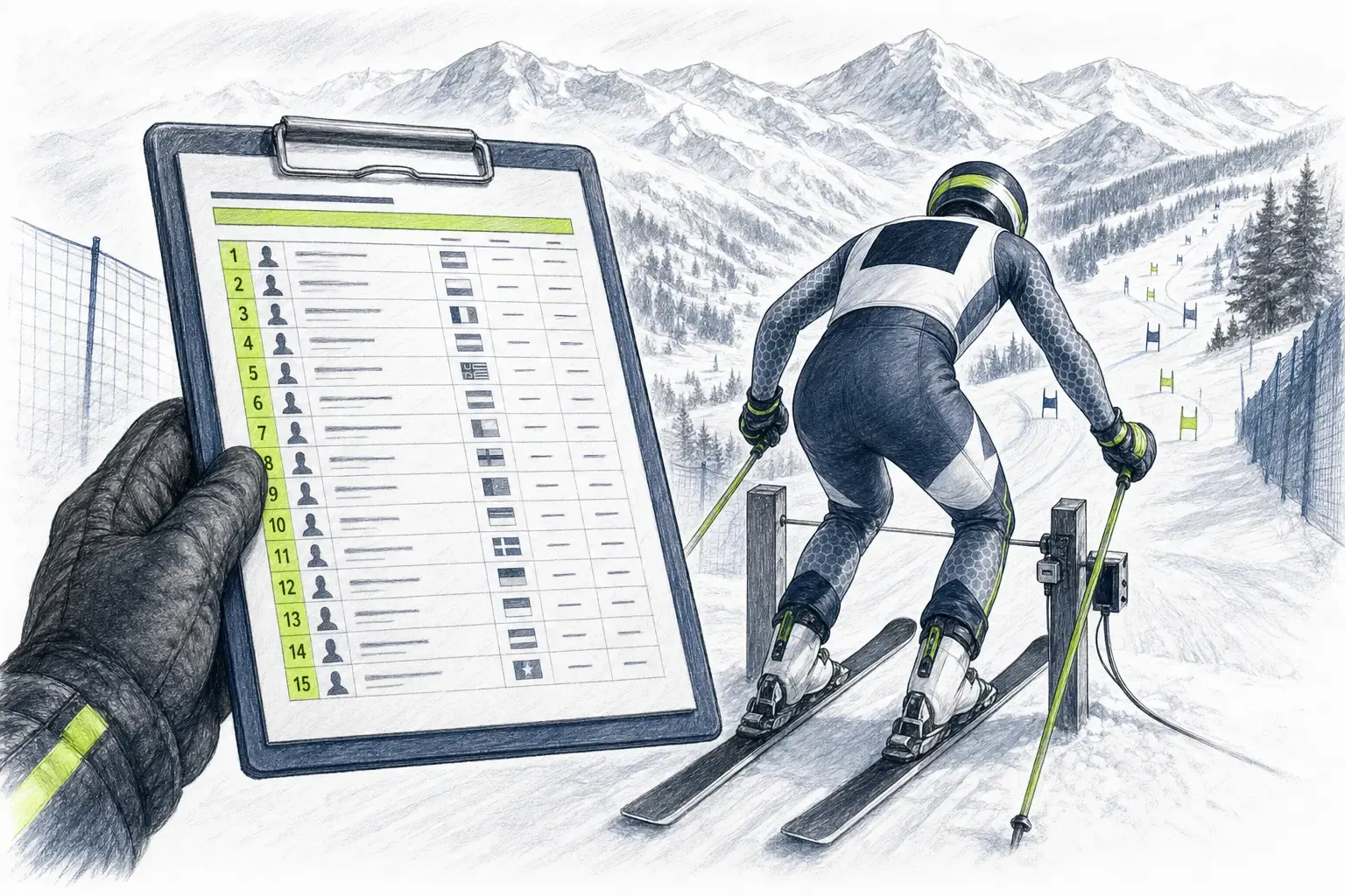 Štartová listina – technická ilustrácia Ski Loko