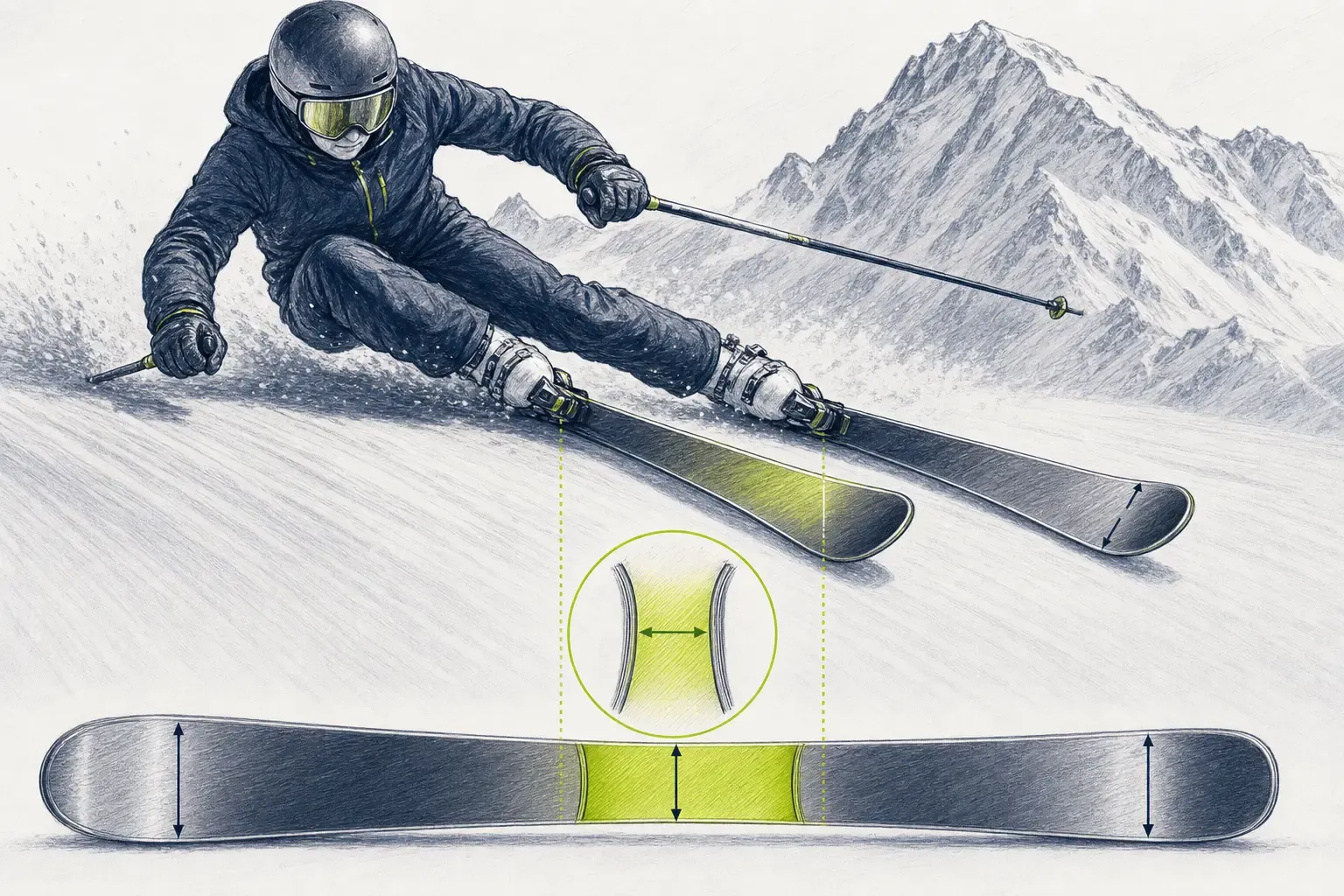 Stred lyže – technická ilustrácia Ski Loko