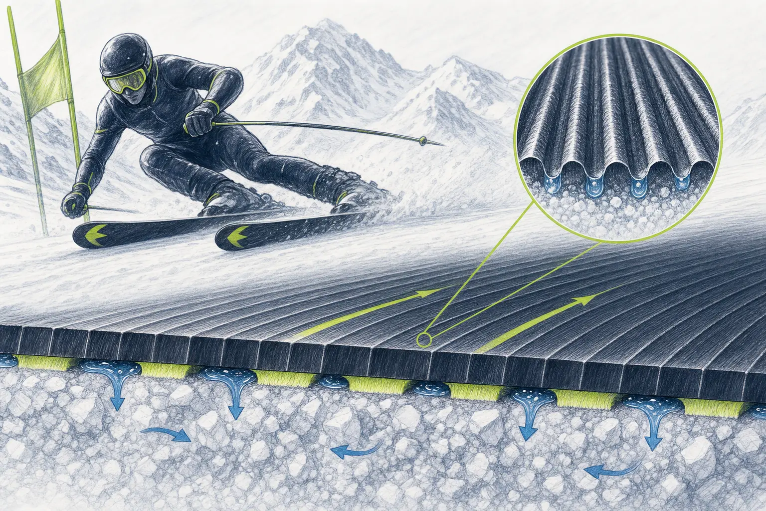 Štruktúra sklznice – technická ilustrácia Ski Loko