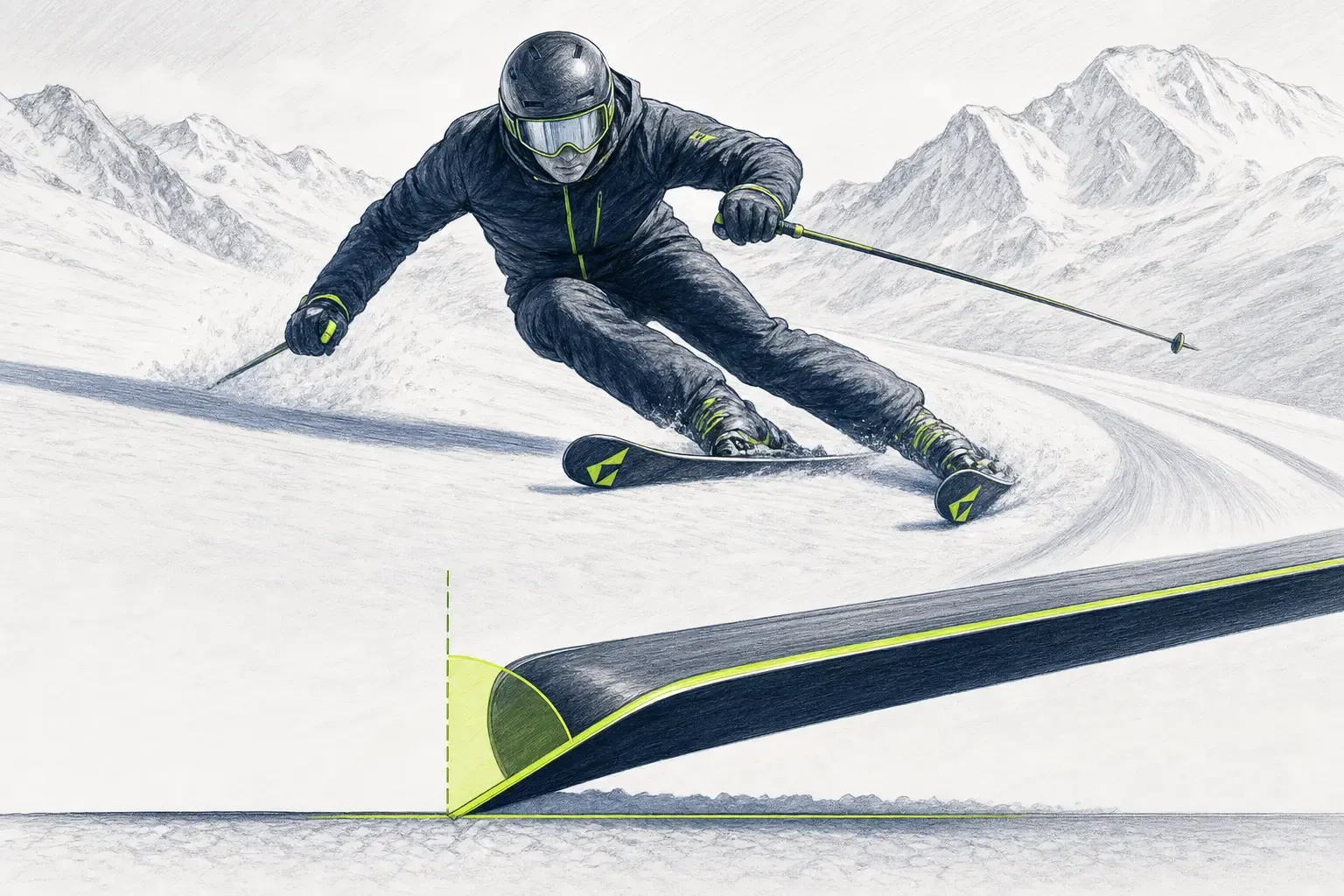 Uhol hrany – technická ilustrácia Ski Loko