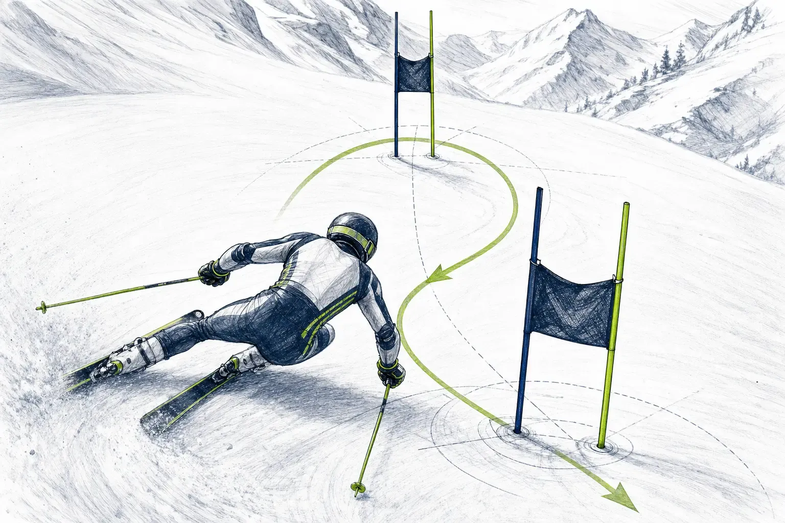 Vlásenka hairpin – technická ilustrácia Ski Loko