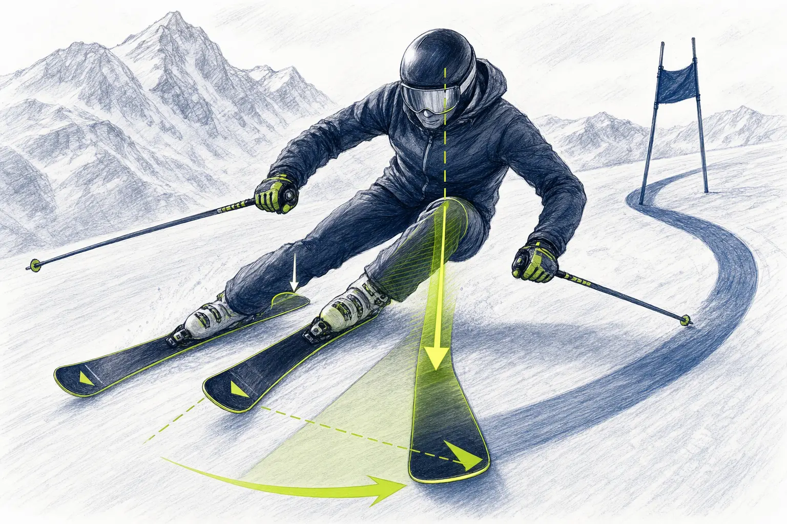 Vnútorná lyža – technická ilustrácia Ski Loko