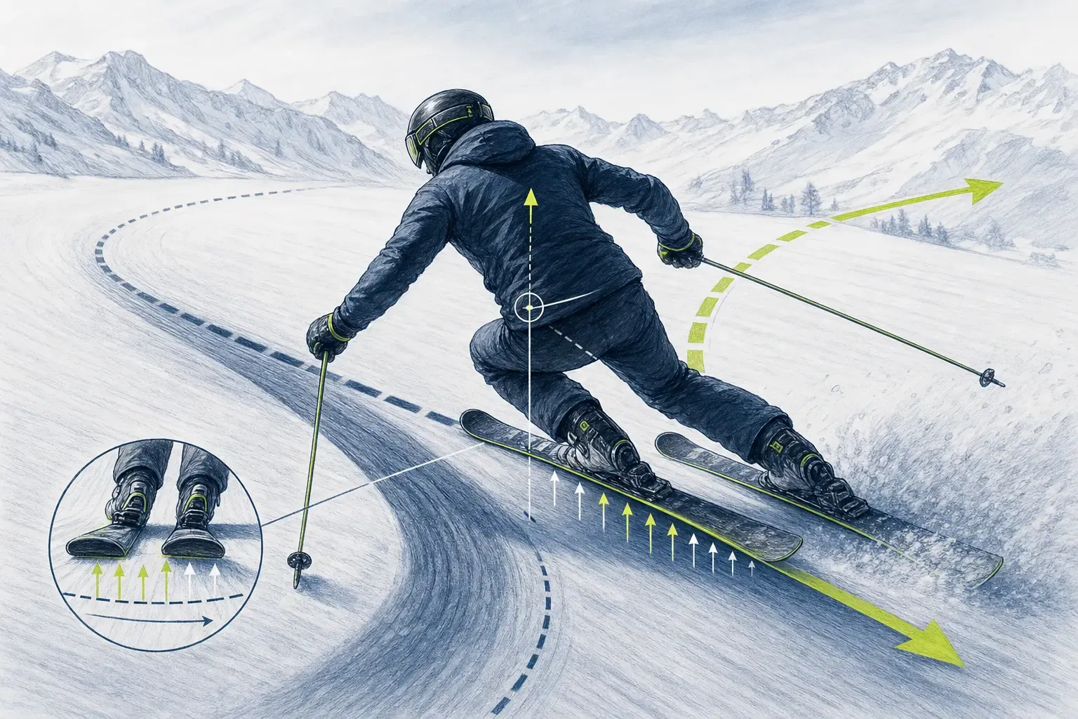 Výjazd z oblúka – technická ilustrácia Ski Loko