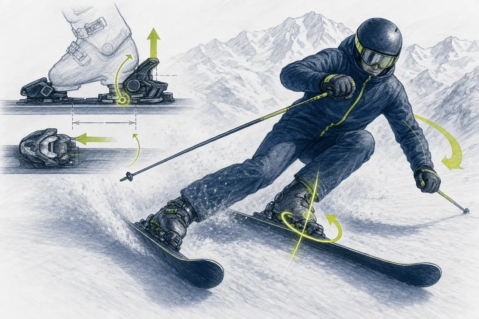 Vypínacia sila viazania – technická ilustrácia Ski Loko