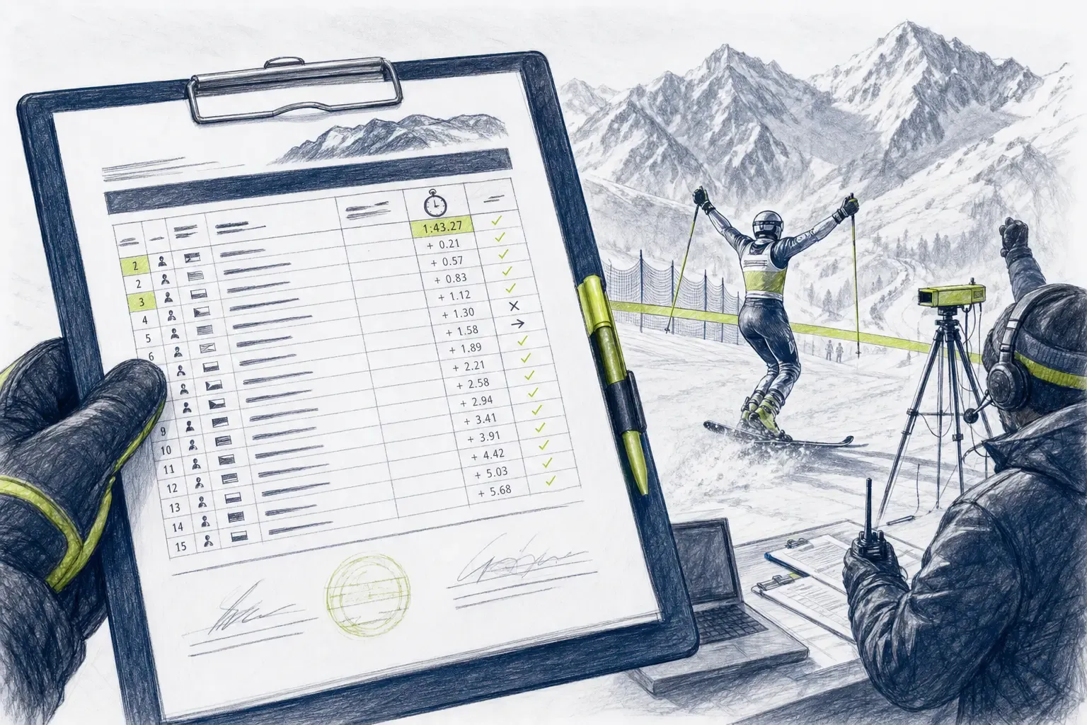 Výsledková listina – technická ilustrácia Ski Loko