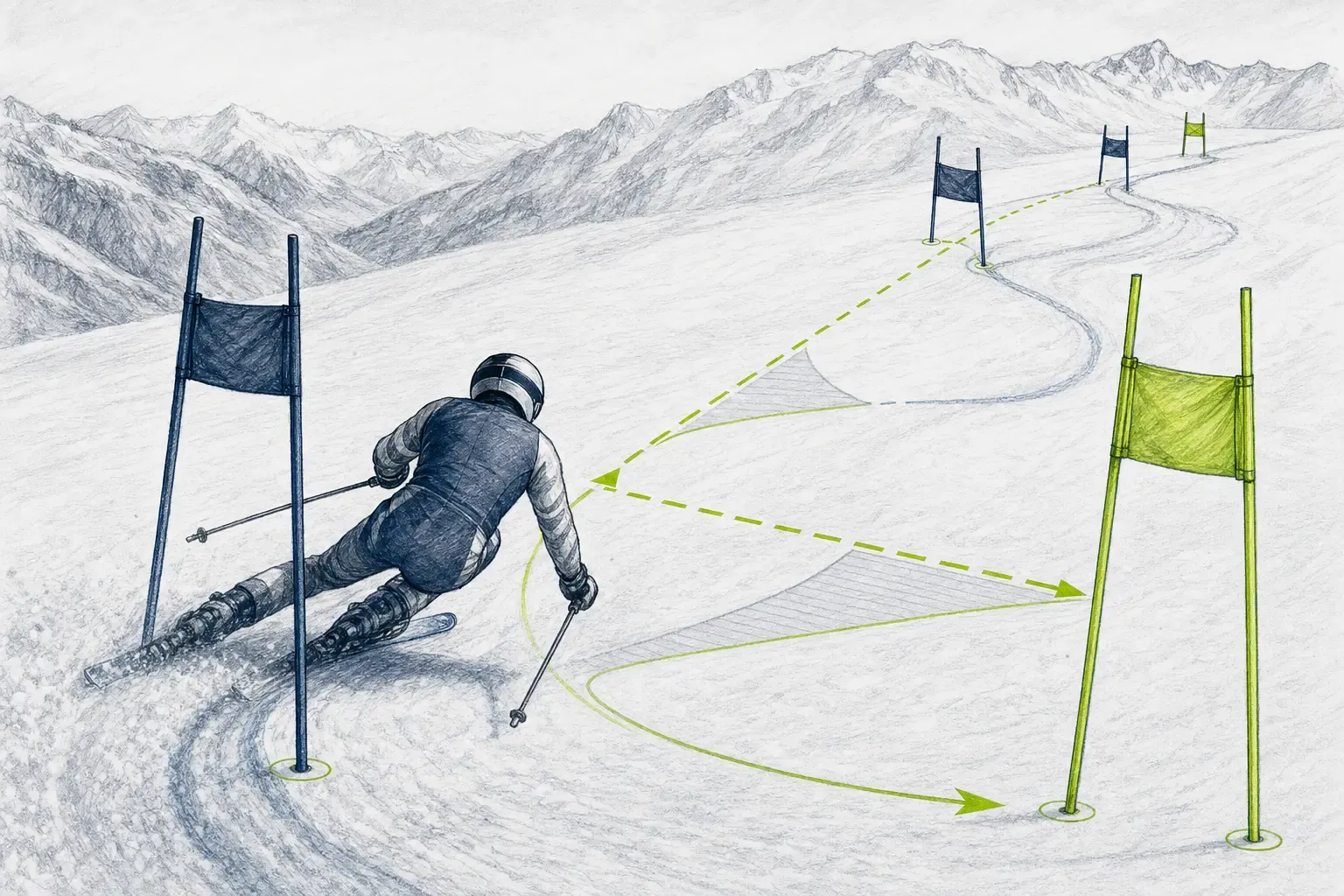 Vzdialenosť bránok – technická ilustrácia Ski Loko