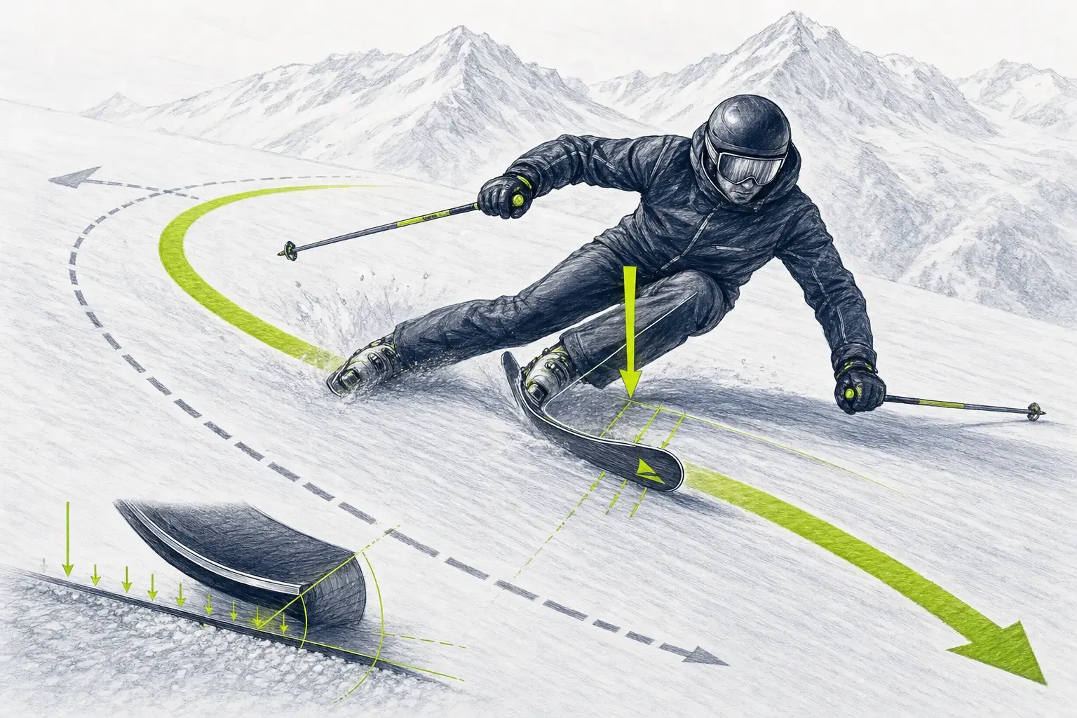 Zmena smeru – technická ilustrácia Ski Loko